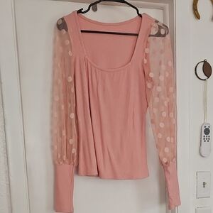 Elegant Pink Sheer Sleeve Top